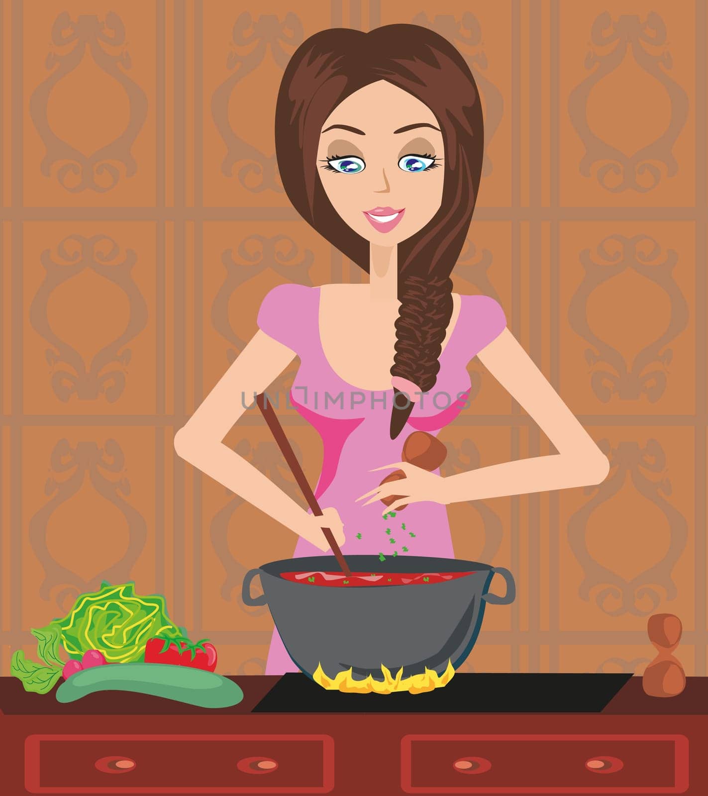 Beautiful lady cooking