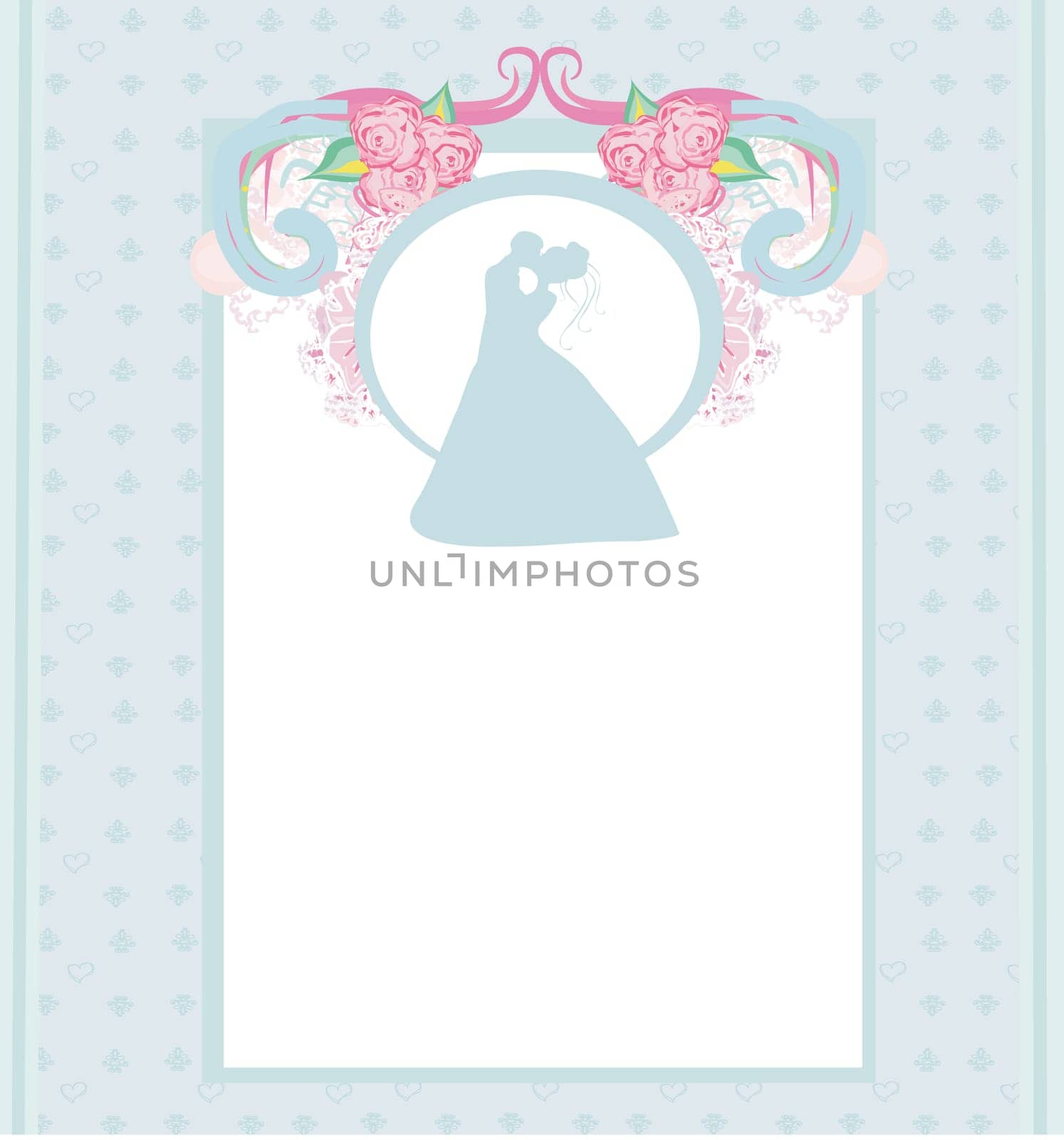 Stylish wedding invitation card with kissing couple