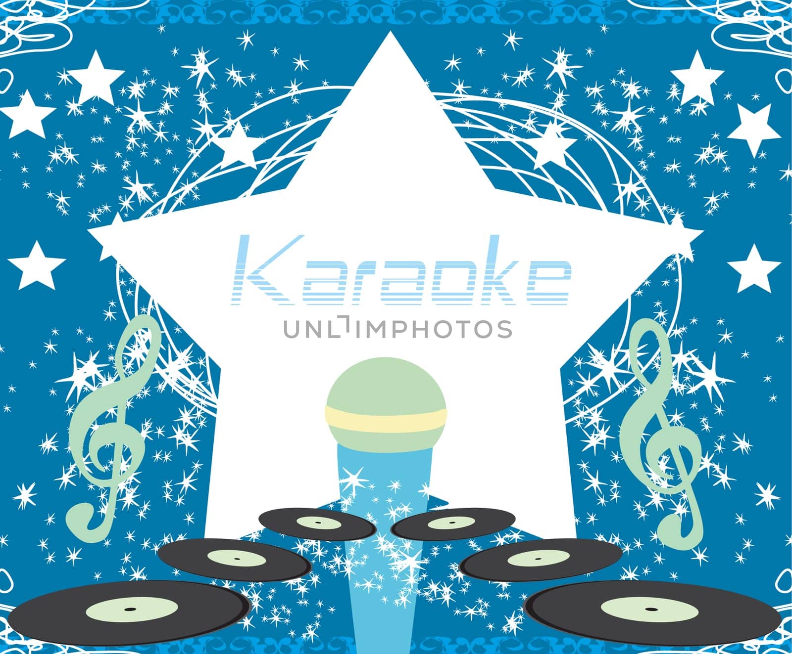 banner with microphone - karaoke party design