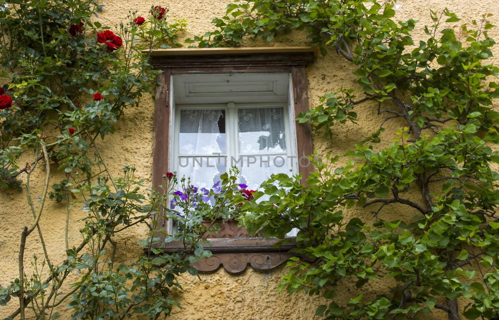 Old vintage wooden window in Hallstatt in Austria