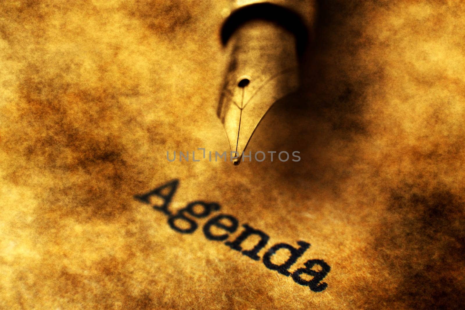 Fountain pen on Agenda text