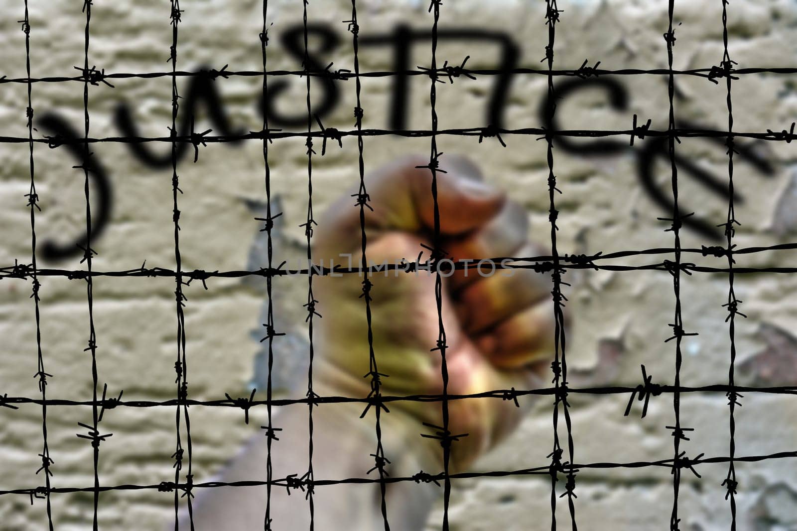 Justice nad Barbwire concept