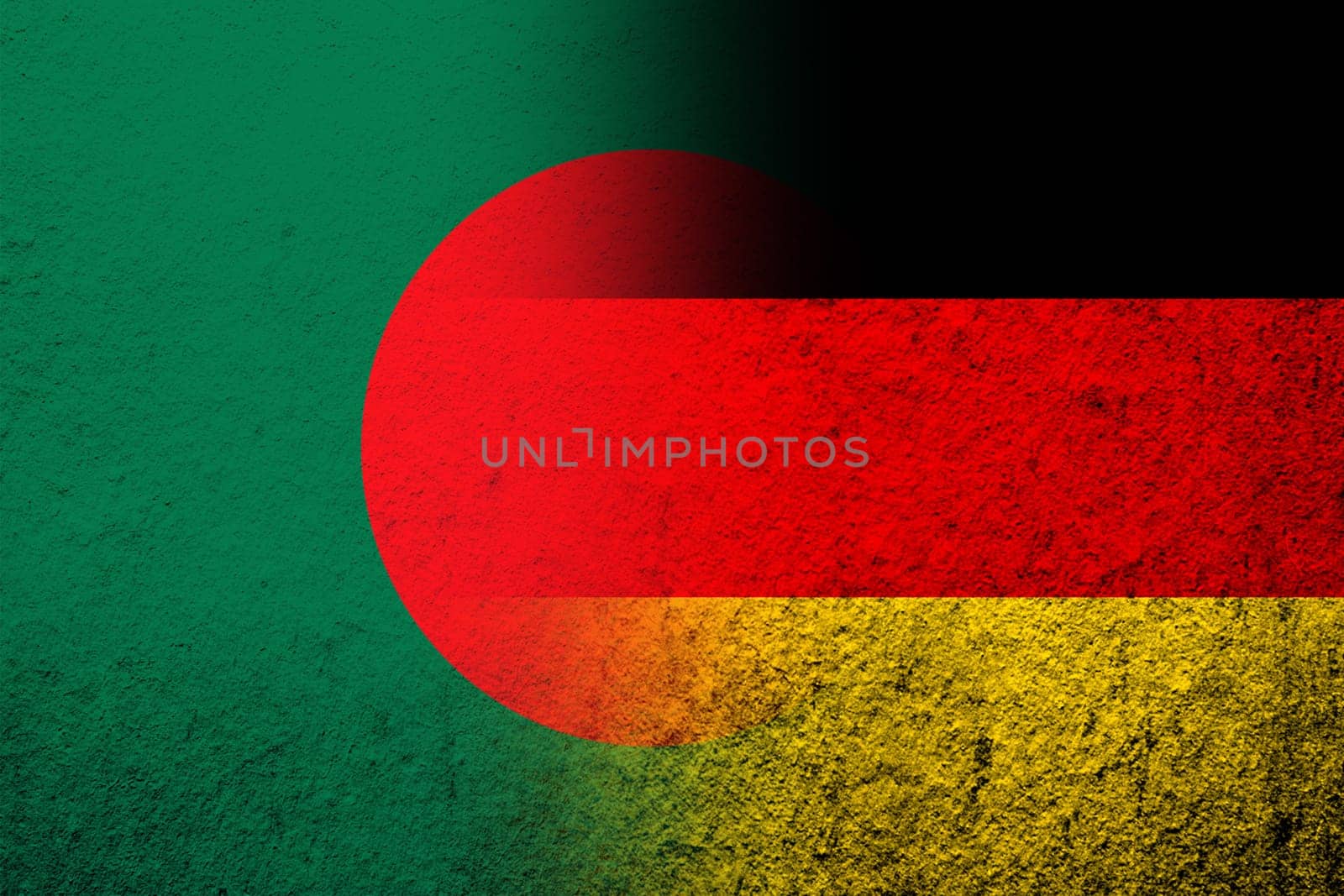 The national flag of Germany with Bangladesh National flag. Grunge background