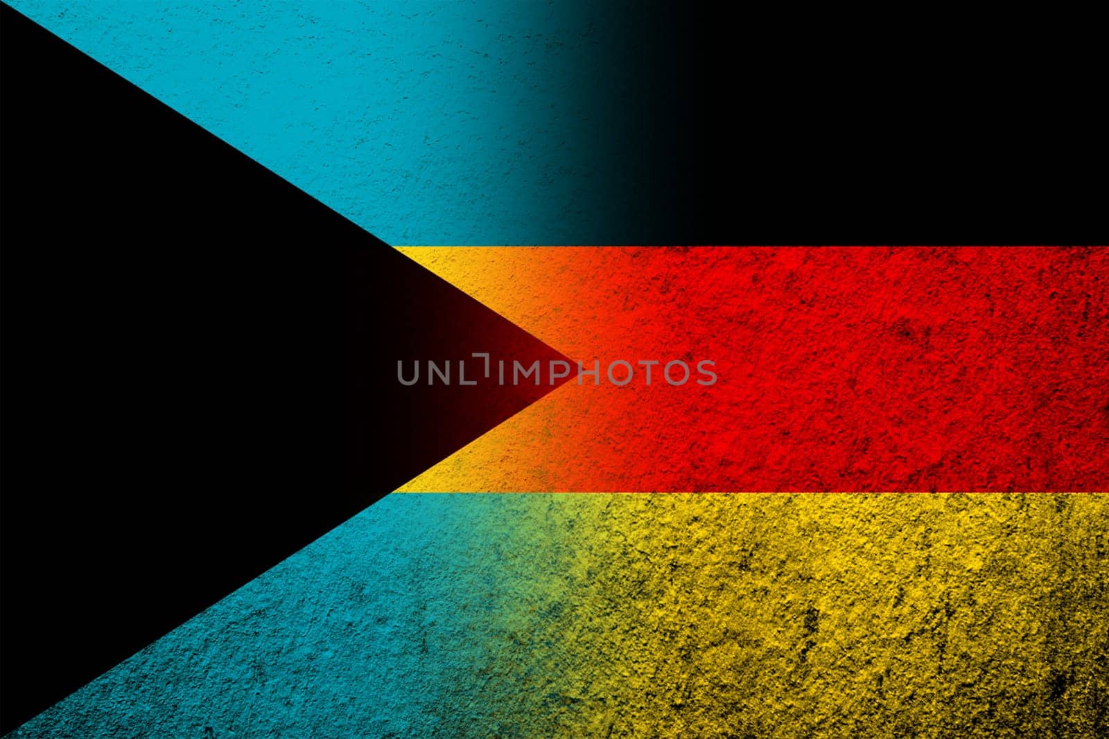 The national flag of Germany with Bahamas national flag. Grunge background