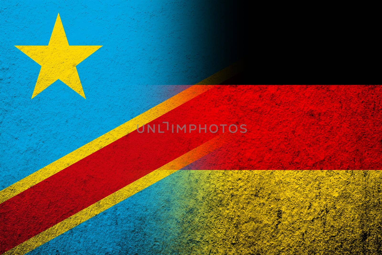The national flag of Germany with Congo national flag. Grunge background