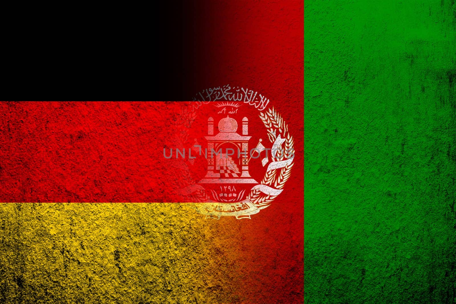 The national flag of Germany with Islamic Republic of Afghanistan national flag. Grunge background