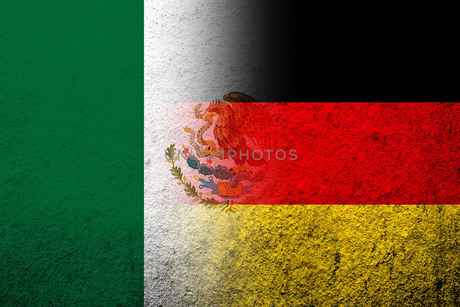 The national flag of Germany with Mexico National flag. Grunge background