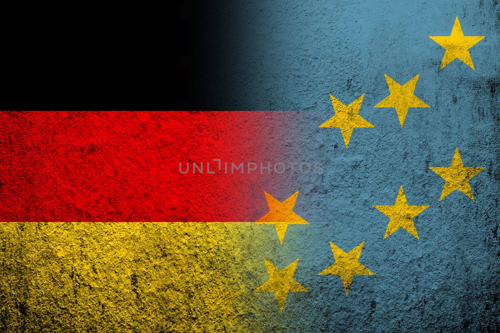 The national flag of Germany with The Ellice Islands Tuvalu National flag. Grunge background