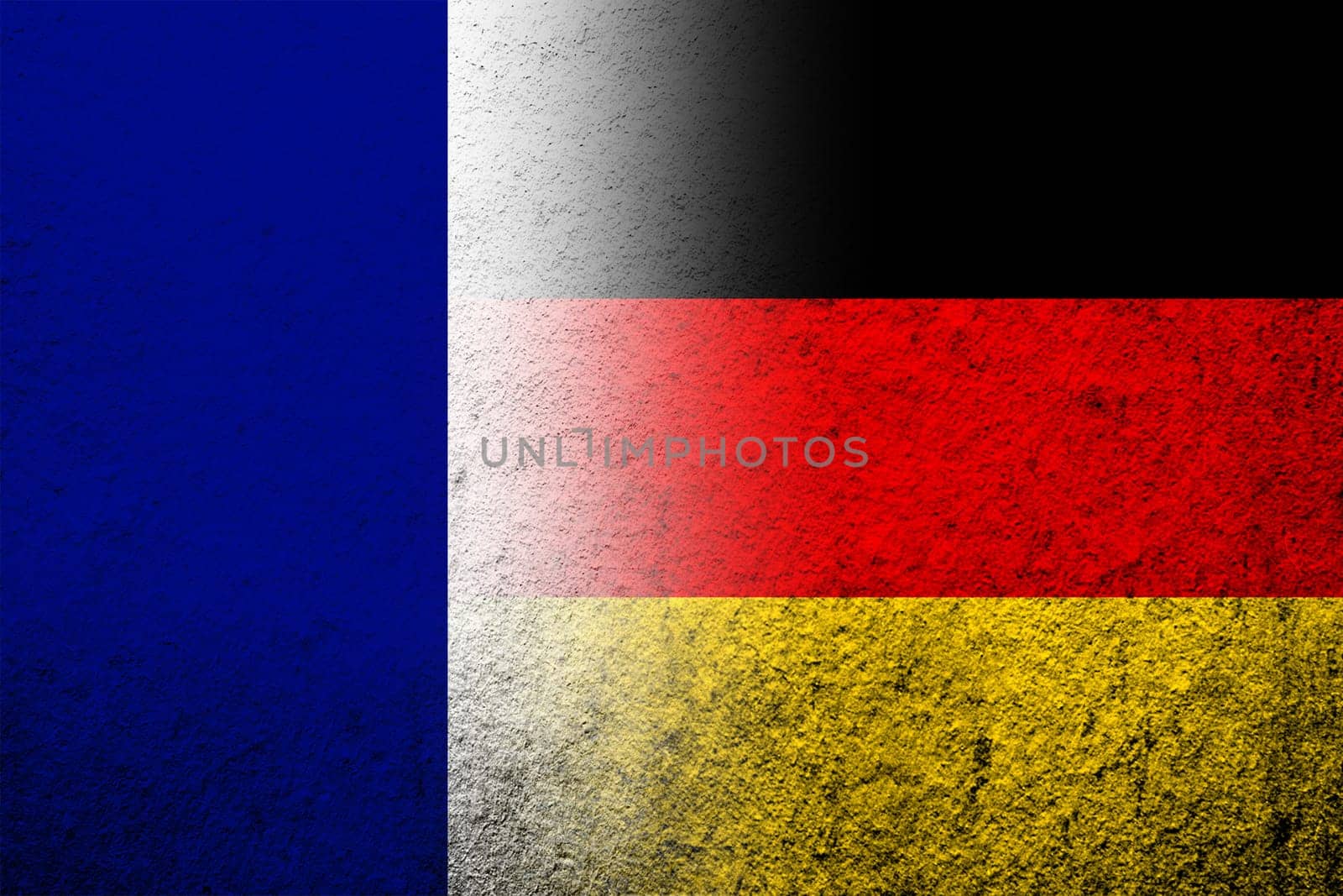 The national flag of Germany with The national flag of France. Grunge background