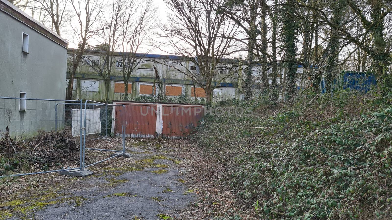 Old abandoned Lost Place a container housing complex for refugees