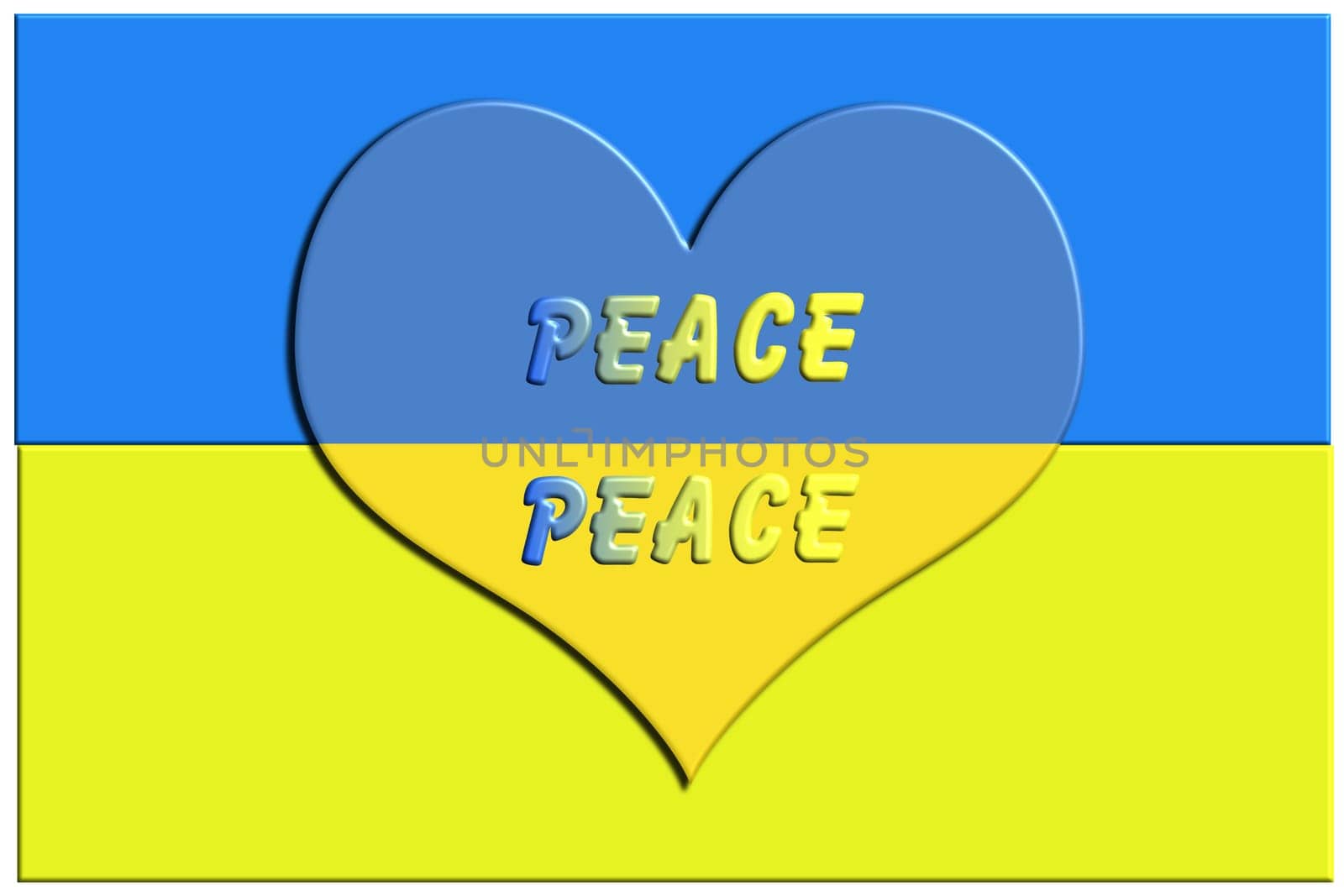 Ukraine heart with Ukrain flag against white background