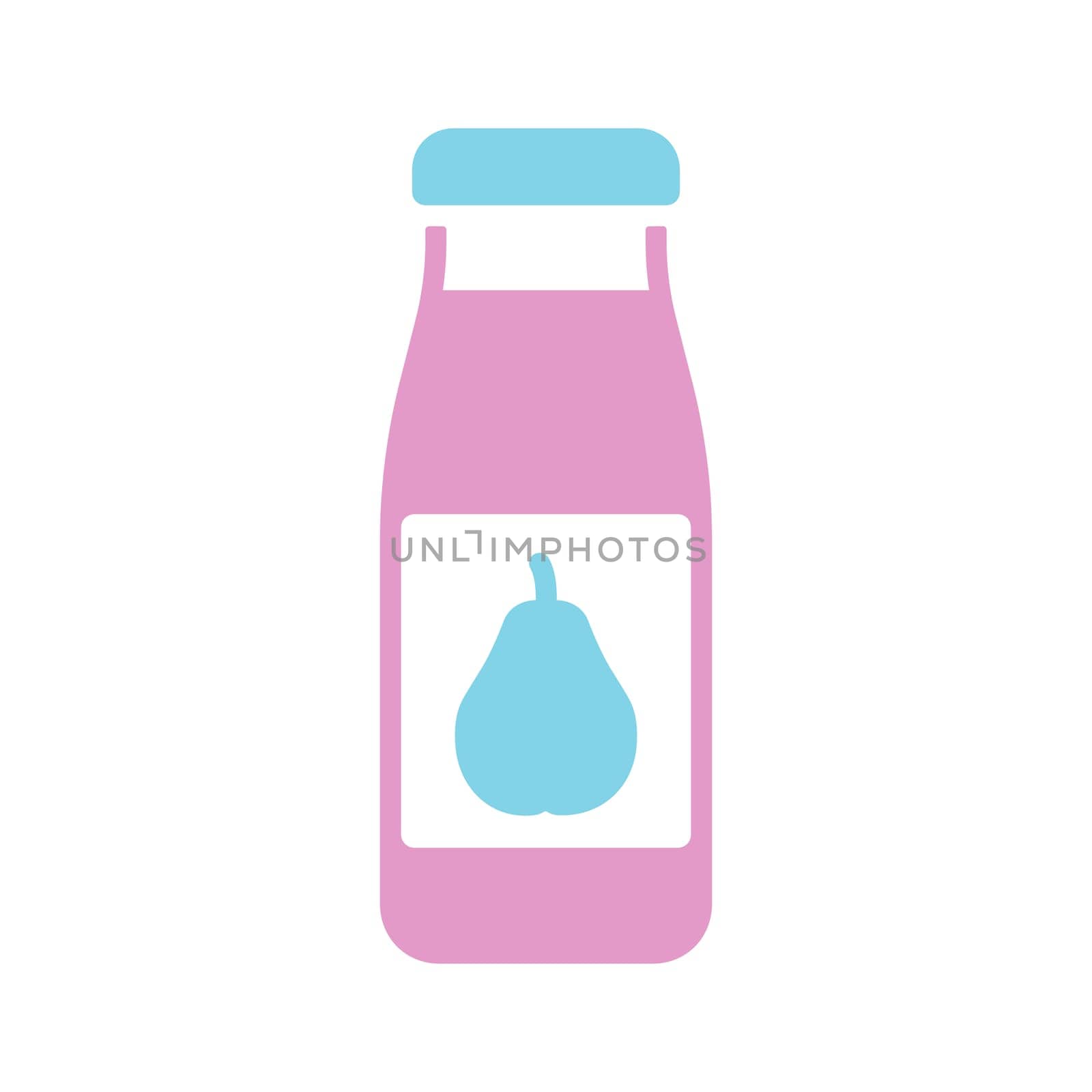 Bottle of pear juice isolated vector glyph icon. Graph symbol for children and newborn babies web site and apps design, logo, app, UI