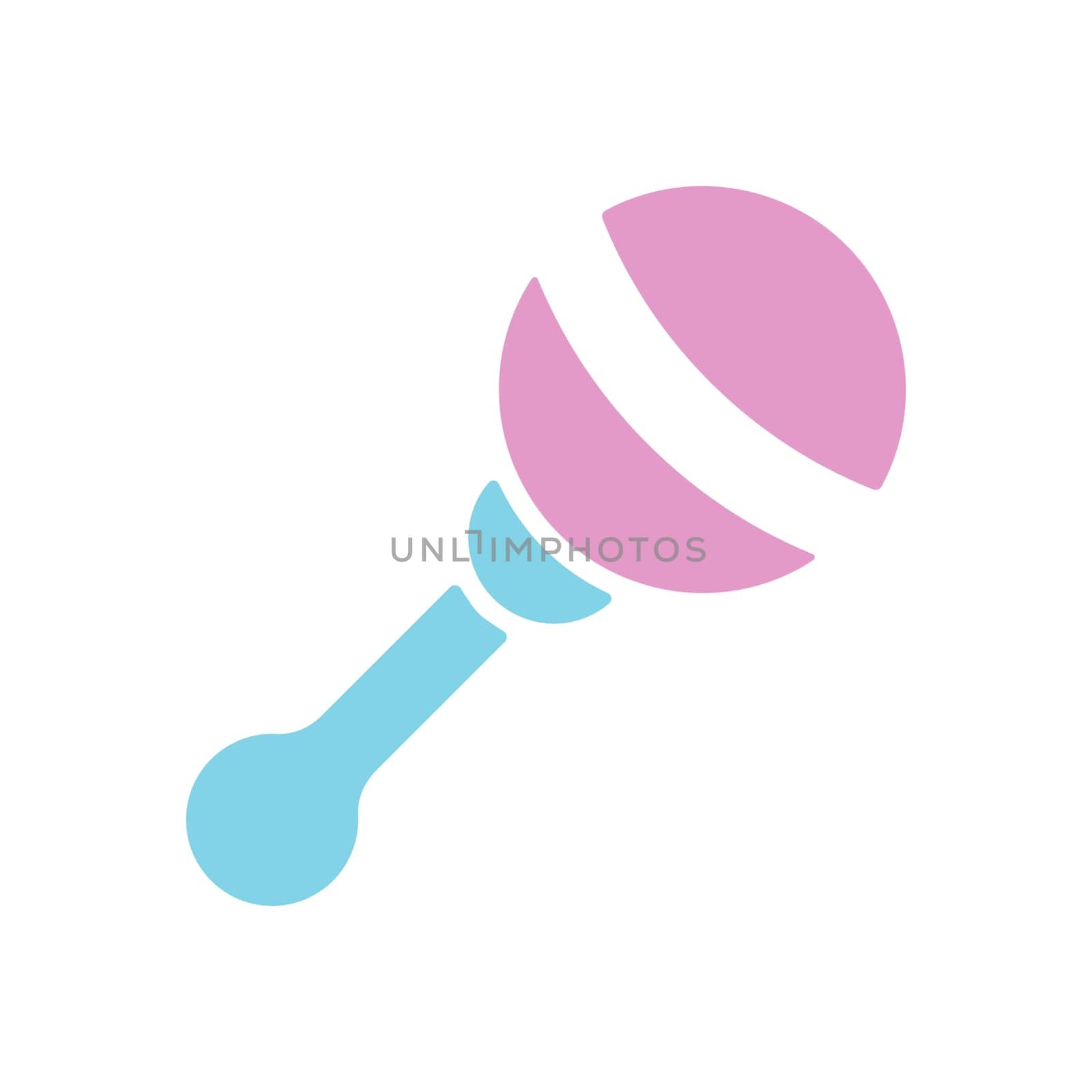 Baby rattle toy isolated vector glyph icon. Graph symbol for children and newborn babies web site and apps design, logo, app, UI