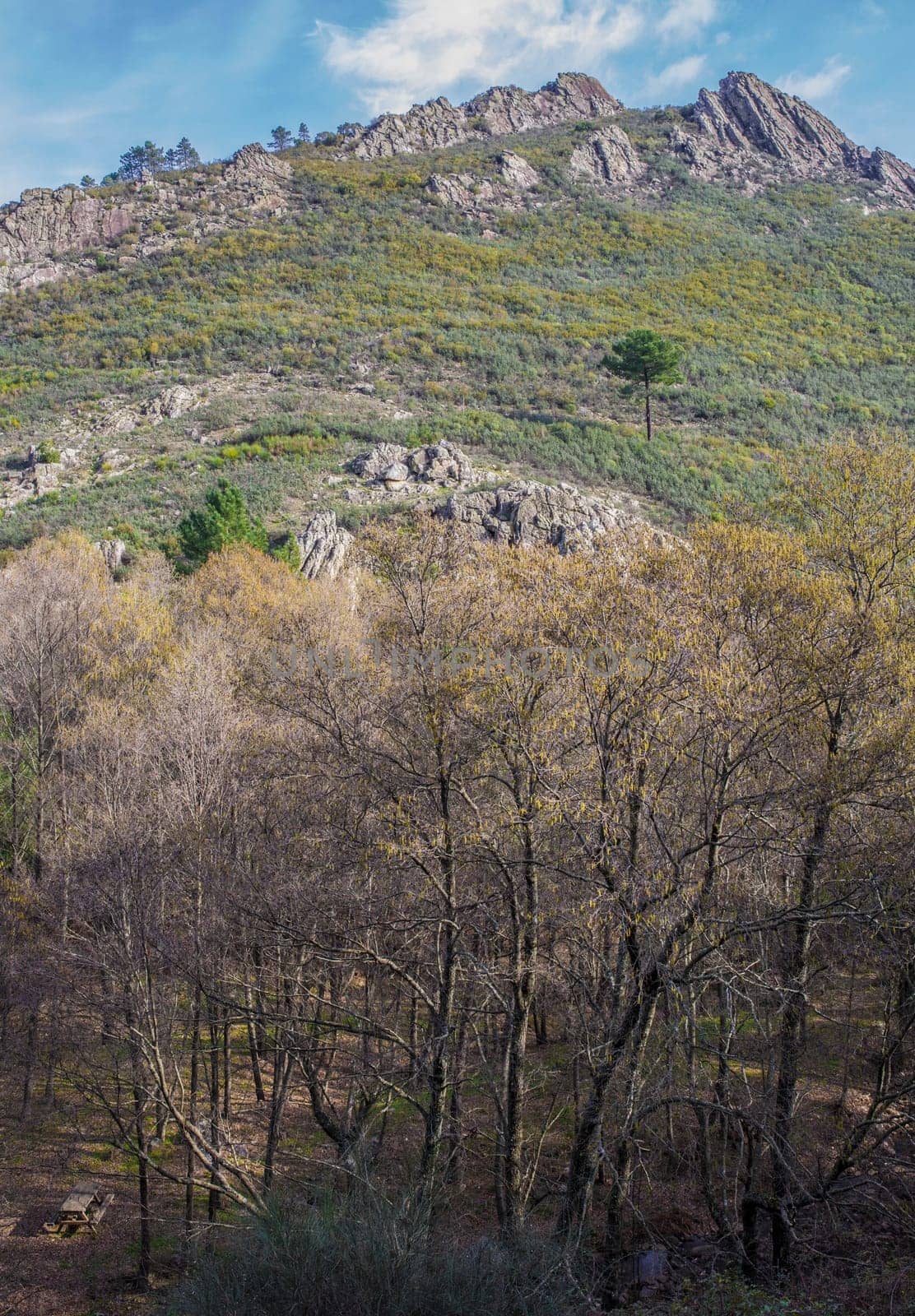 Villuercas geopark landscapes, Caceres, Extremadura, Spain. Magnificent view of the rocky ridges