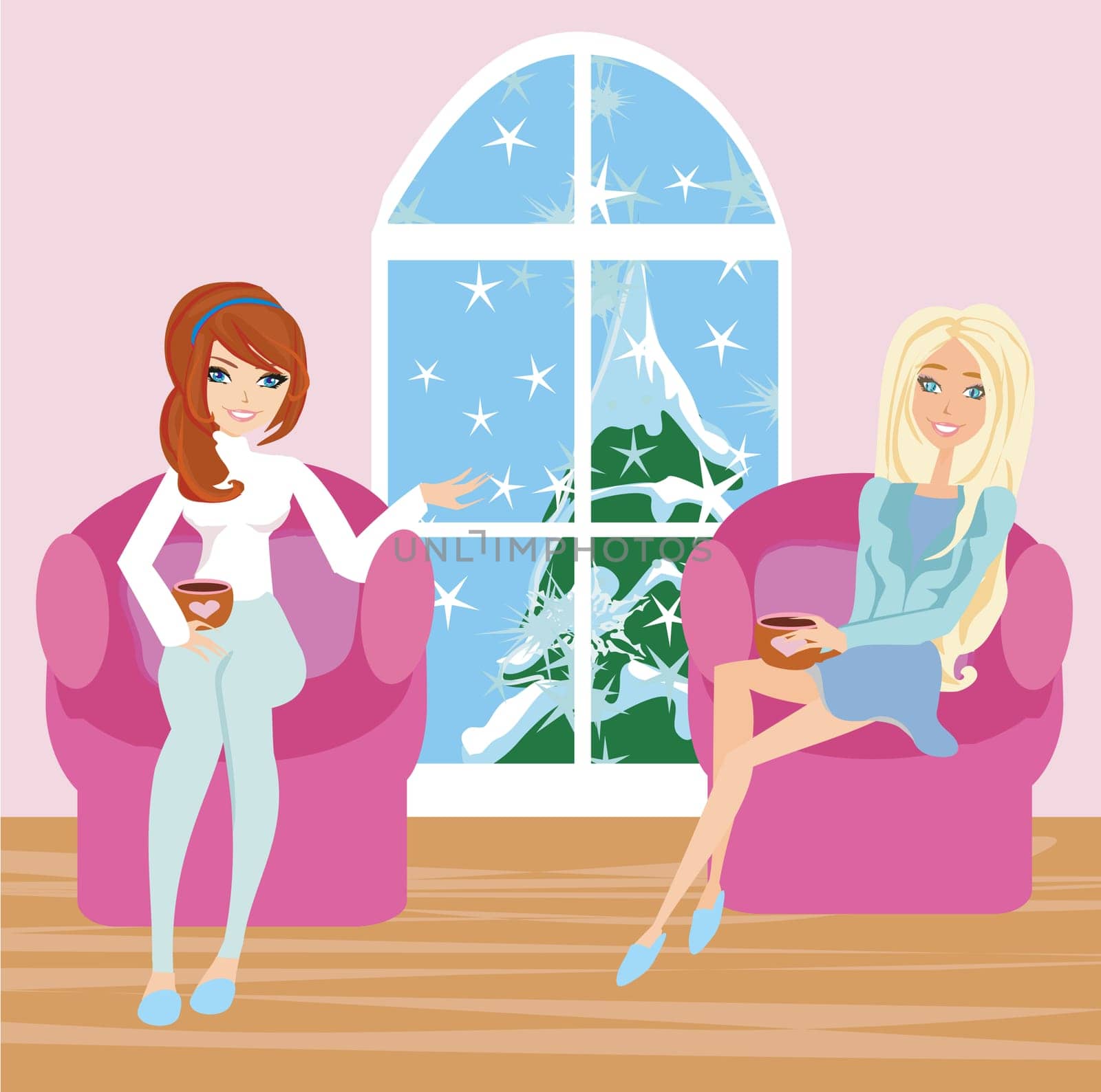 women talking over a cup of coffee