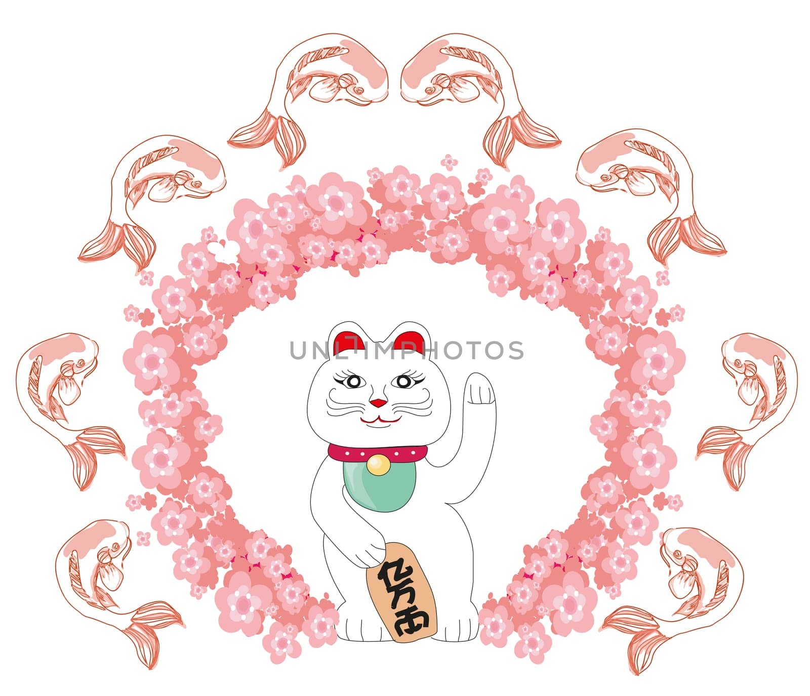 maneki neko symbol of good luck - card