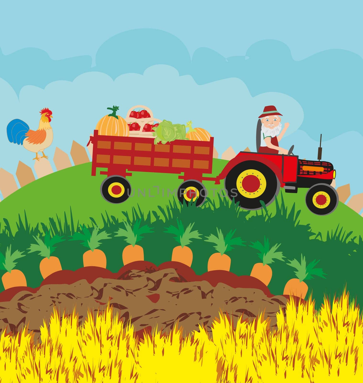 Farmer at work with his tractor.