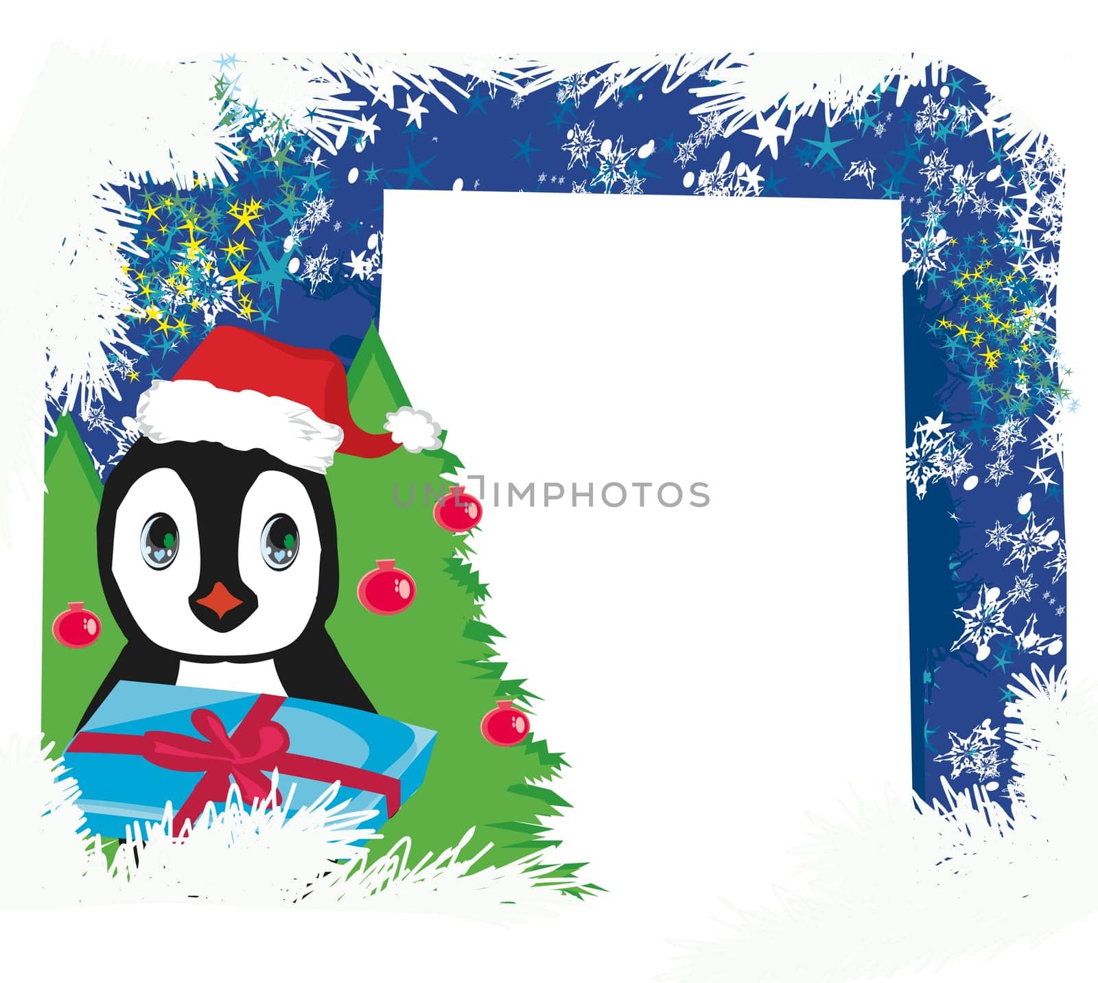 Cute penguin with gift box
