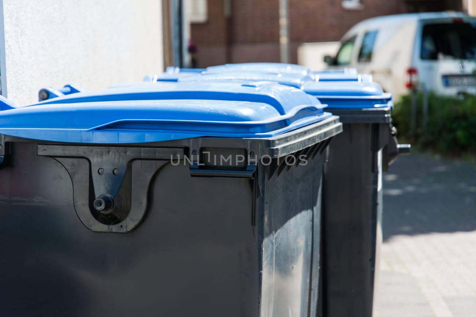 Garbage cans in closeup