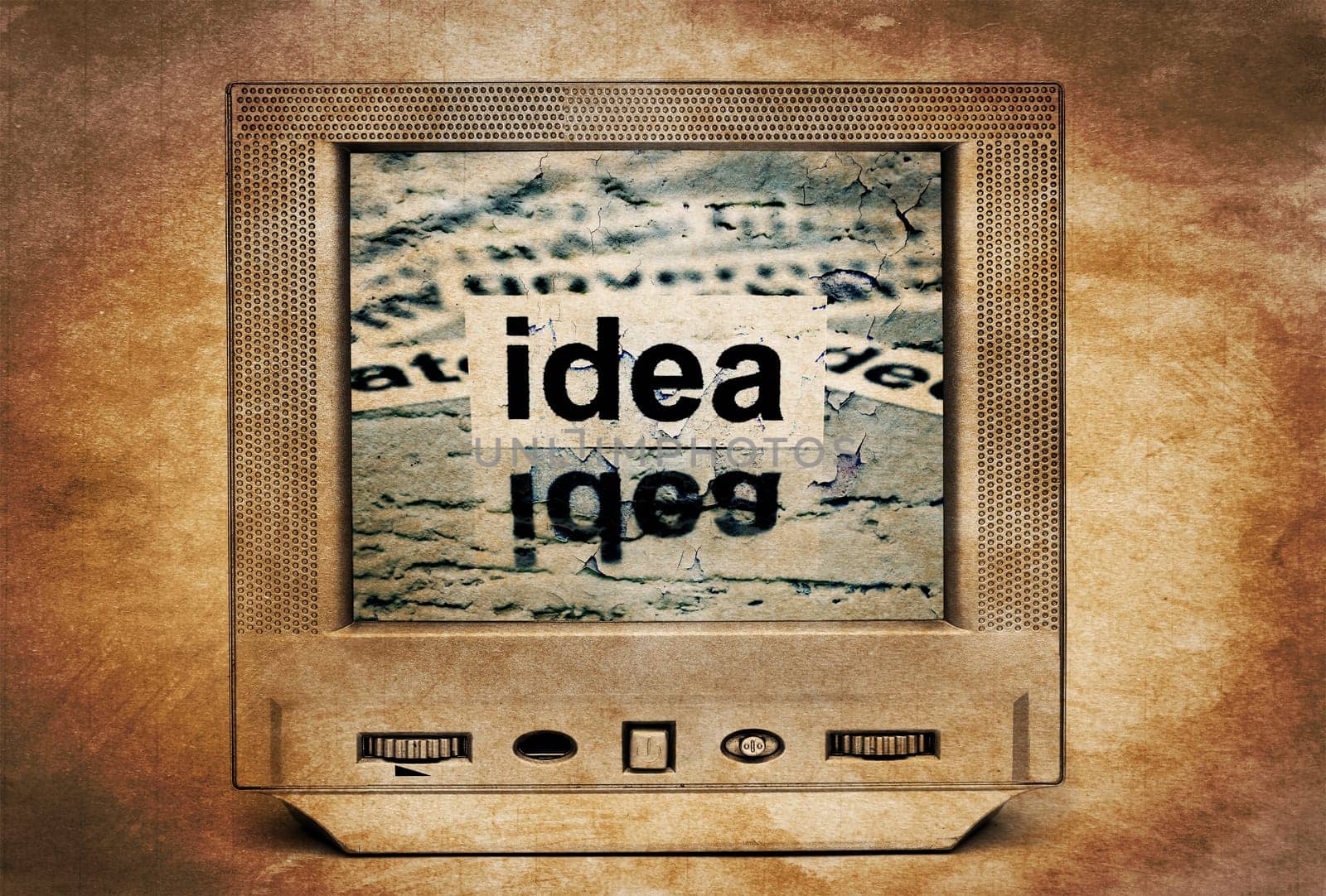Idea text on vintage TV