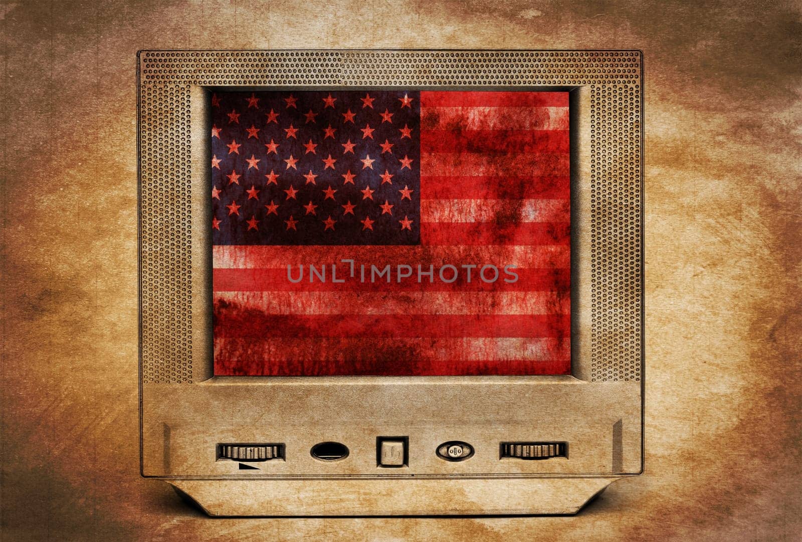 Grunge USA flag on TV