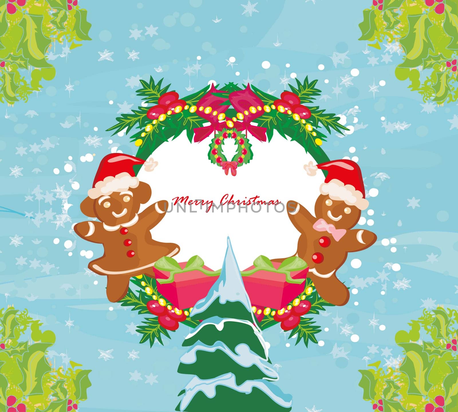 Abstract card with Christmas gingerbread