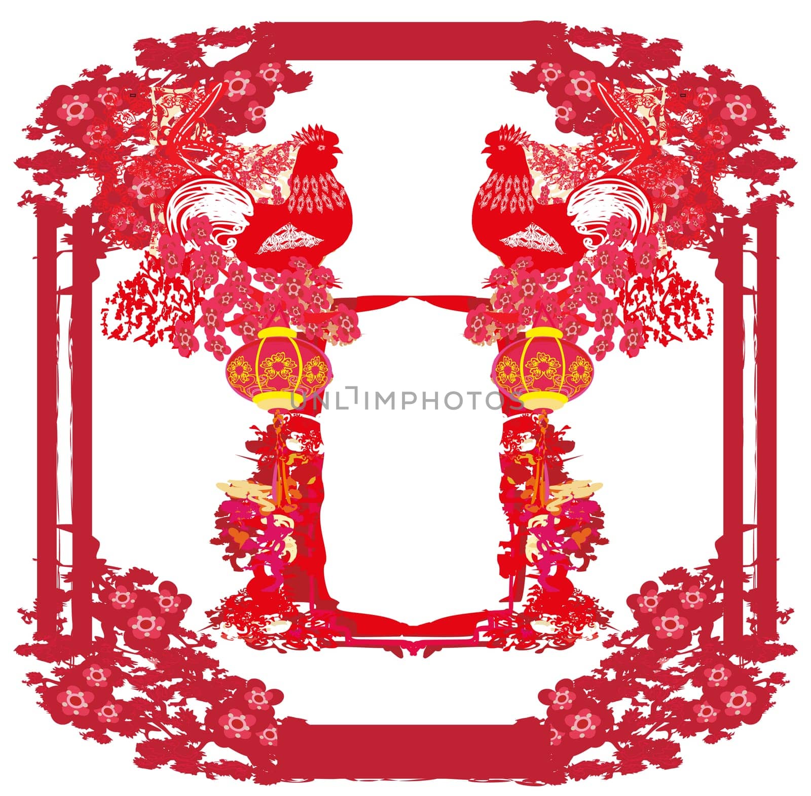 year of rooster - New Year greeting card design