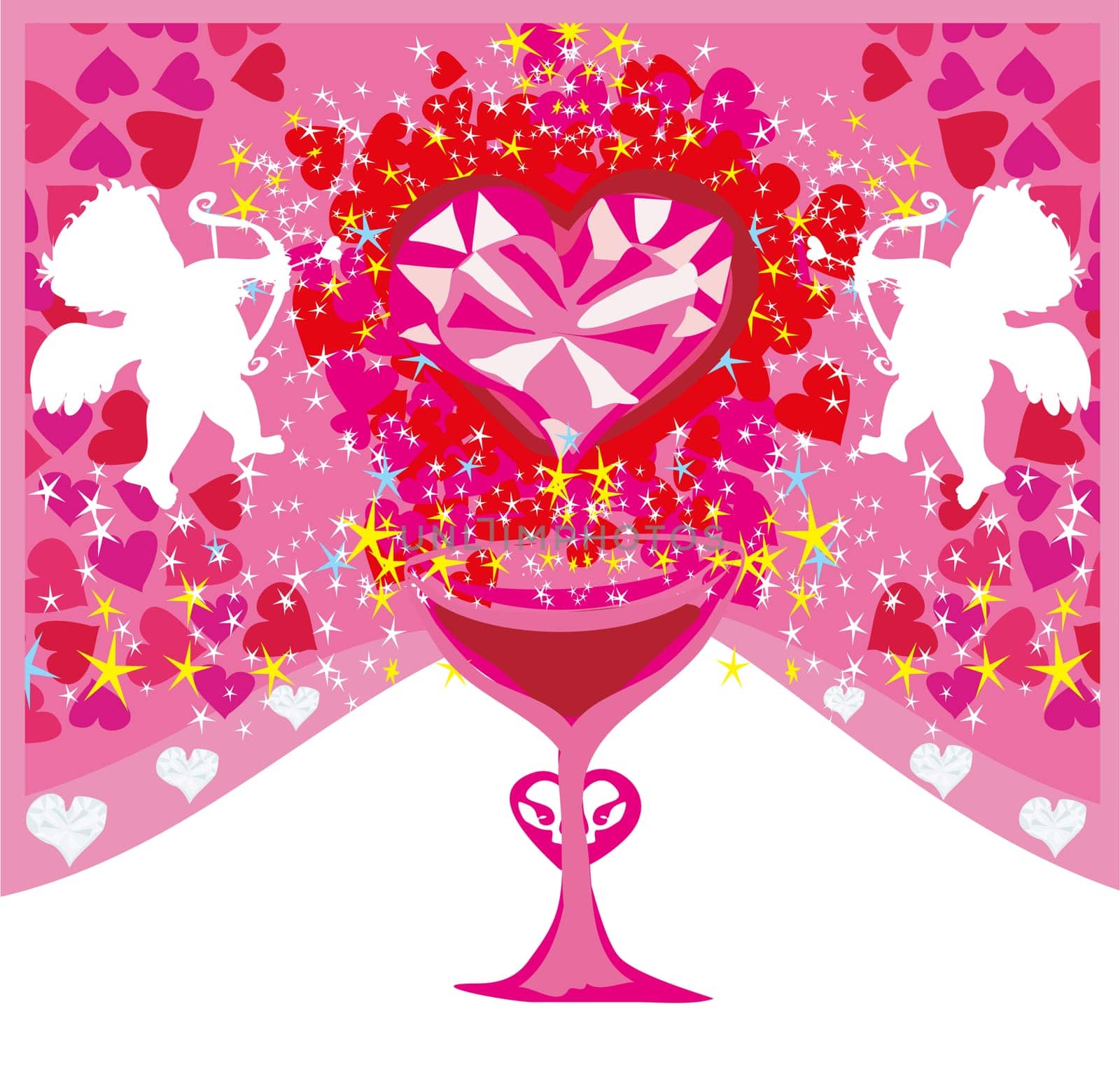 happy valentines day - card with cupids