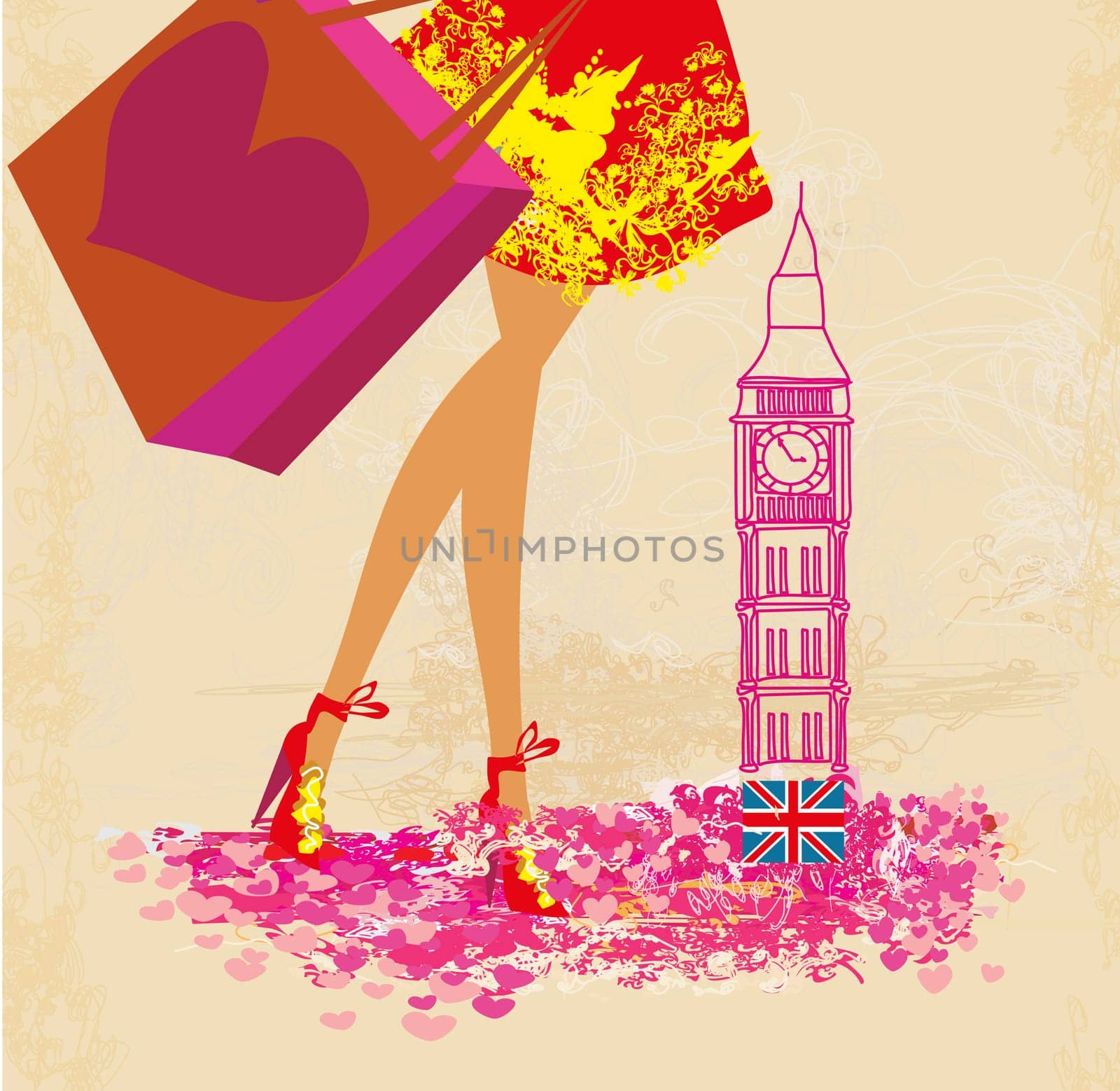 women Shopping in London  - card