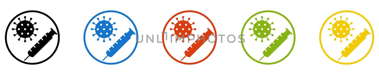 Coronavirus Vaccine Icon - Set of 5 Buttons: Covid-19 Vaccination