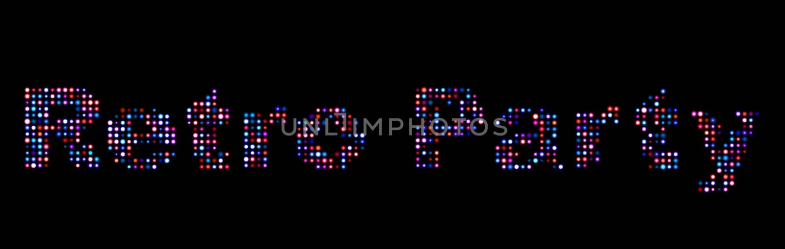 Retro party led text