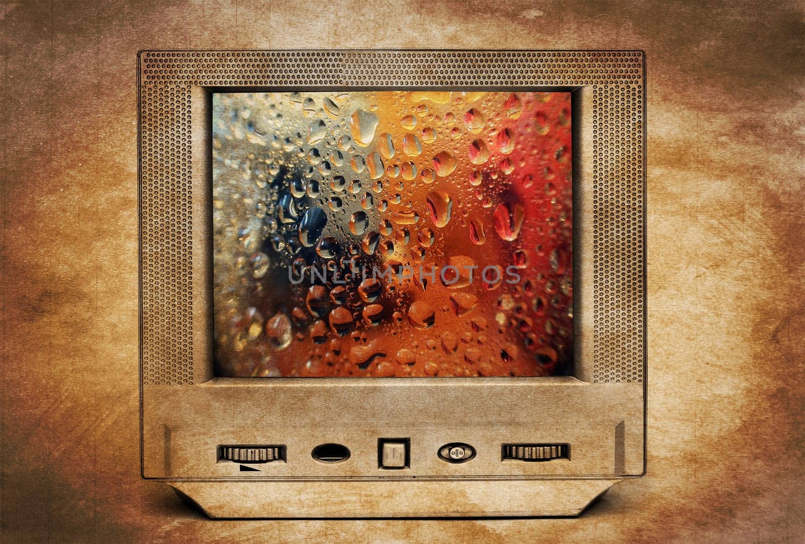 Rain drops on TV