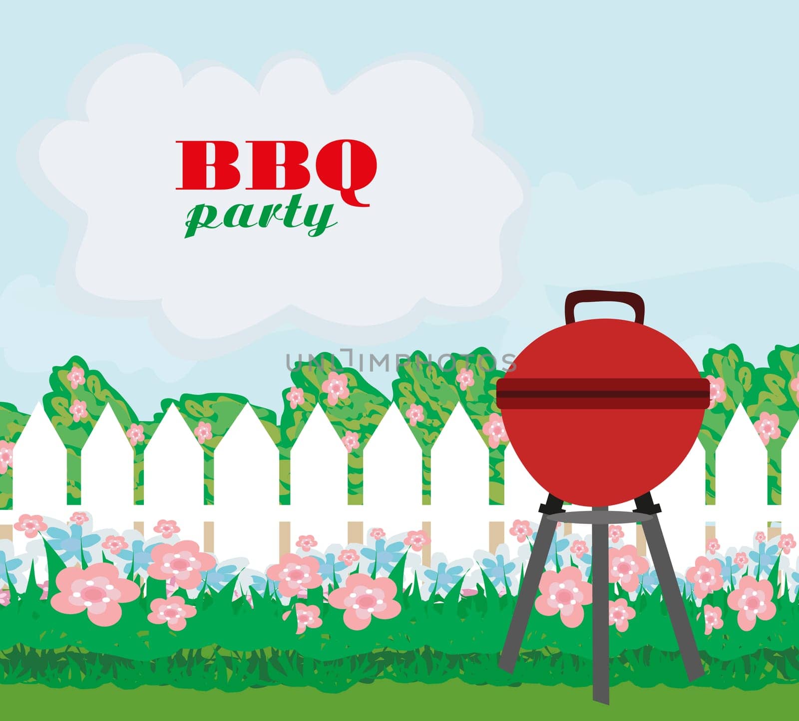 Illustration of backyard barbecue
