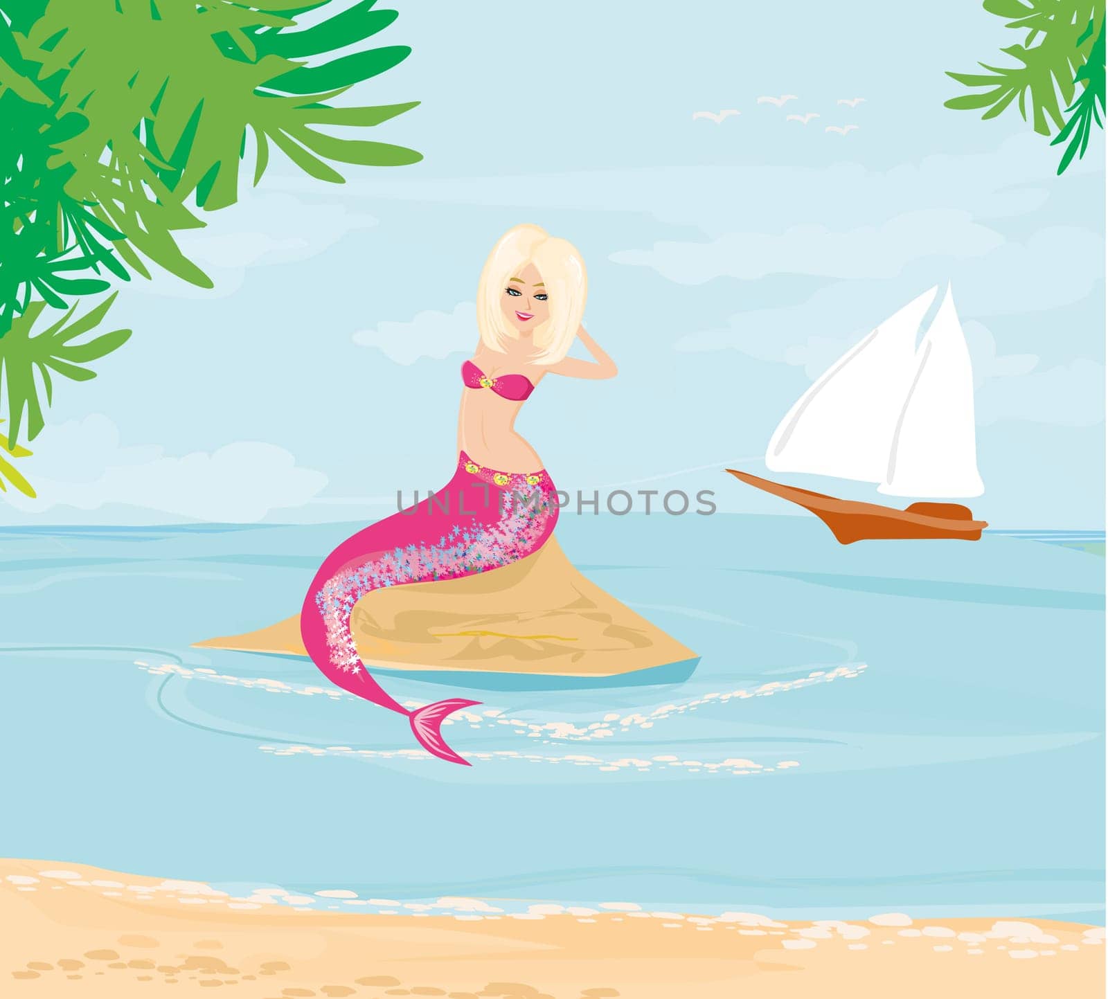 Illustration of a Beautiful mermaid