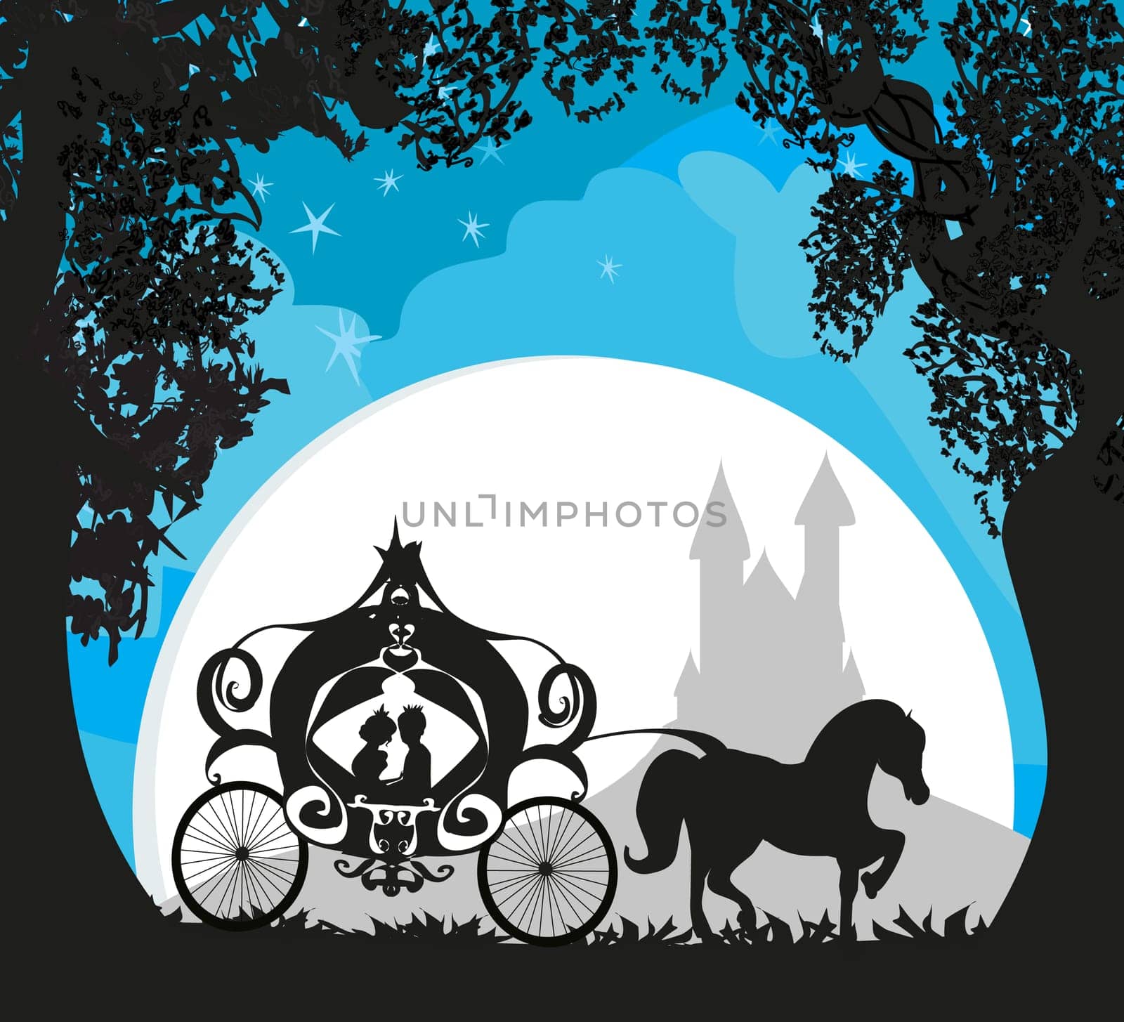 princess with prince in the carriage