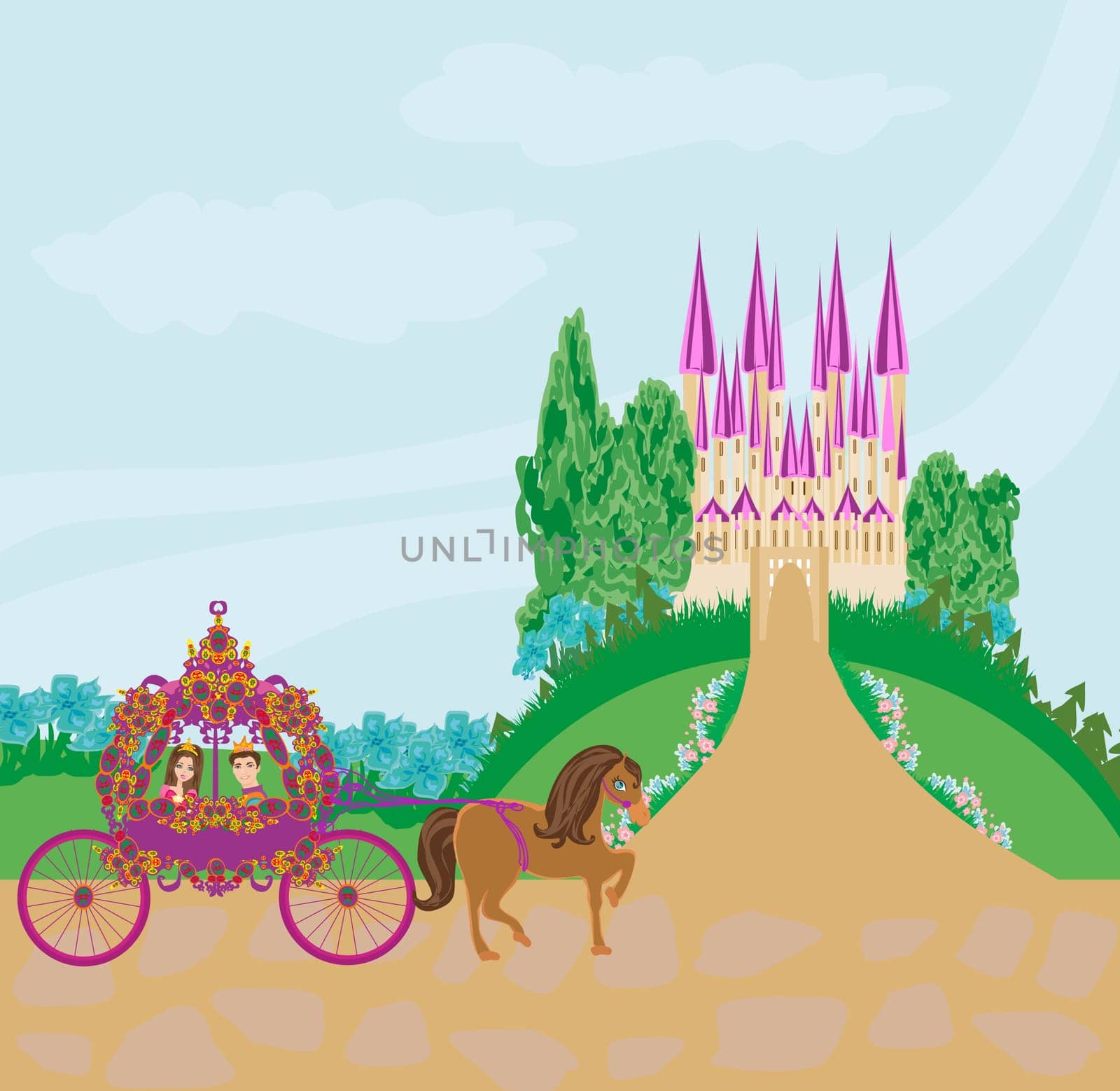 princess with prince in the carriage