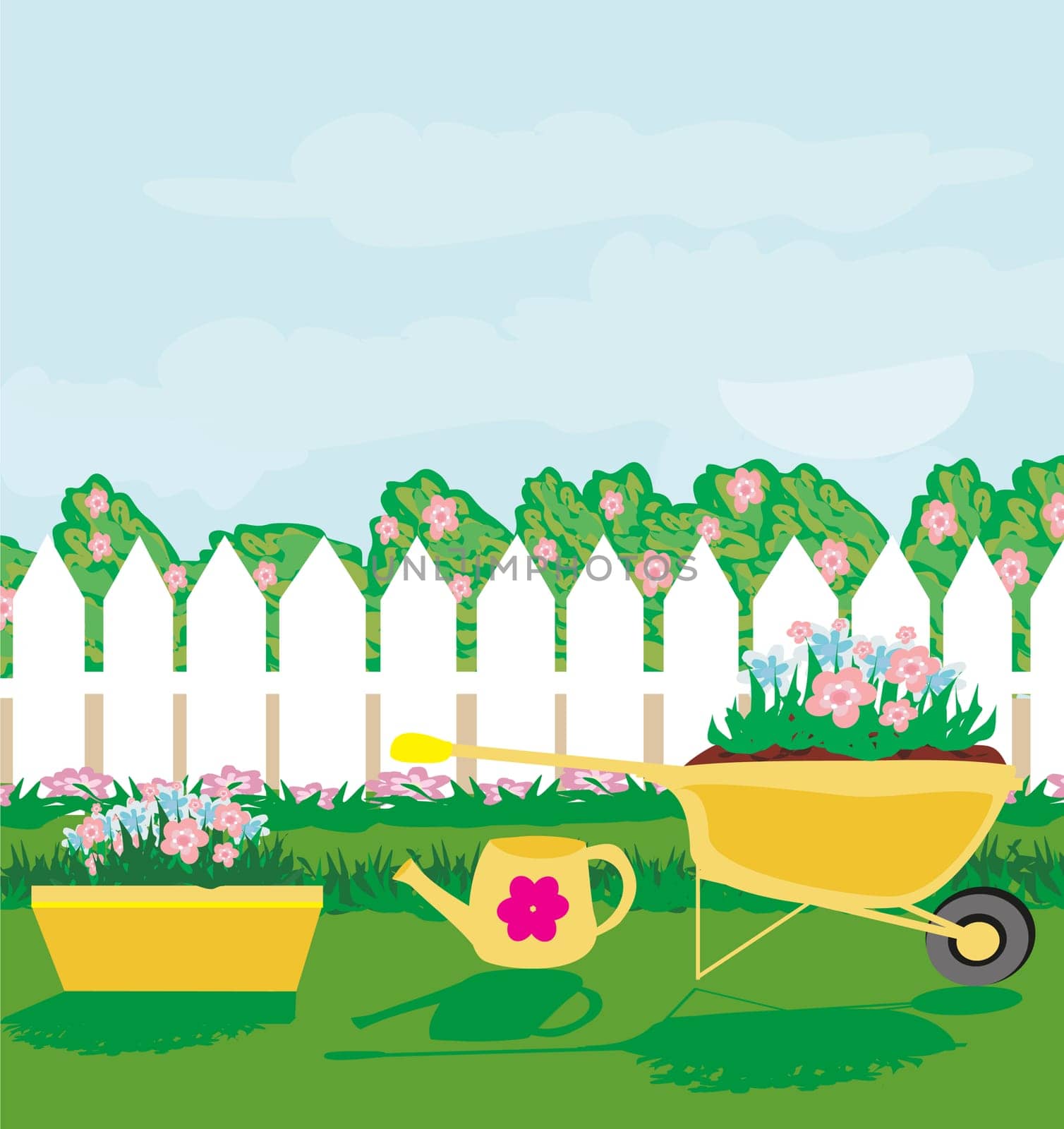 Planting flowers in the garden