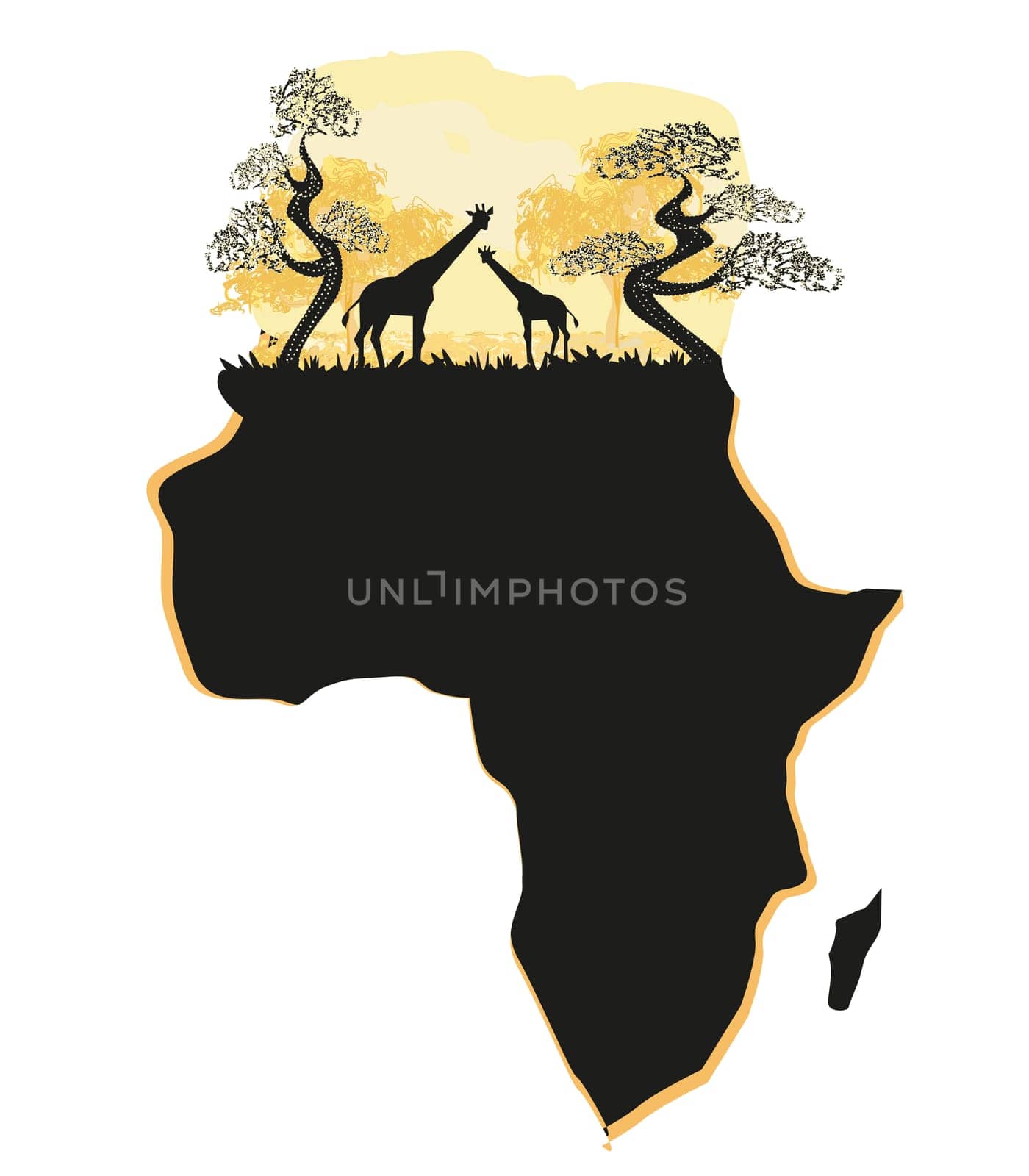 African Safari Map Silhouette