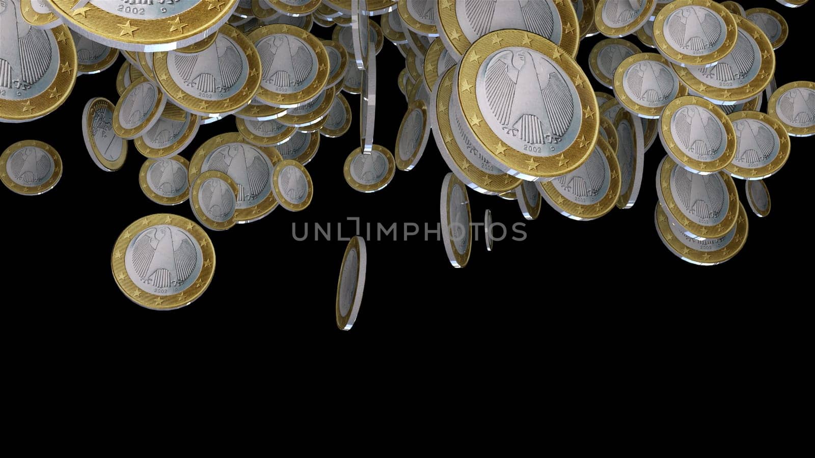 Falling euro coins. Computer generated 3d render