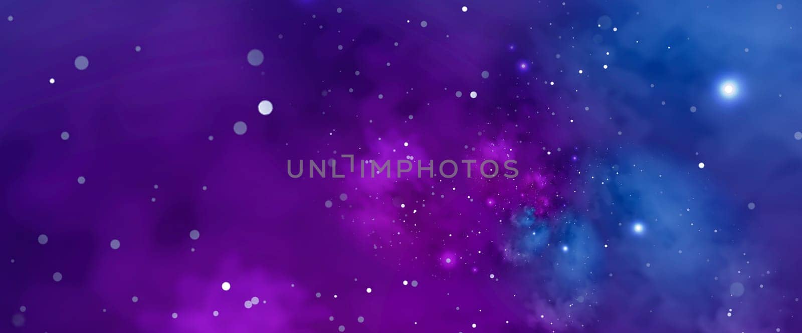 Starry background with blue and violet nebula. Concept for space, astronomy, galaxy, universe