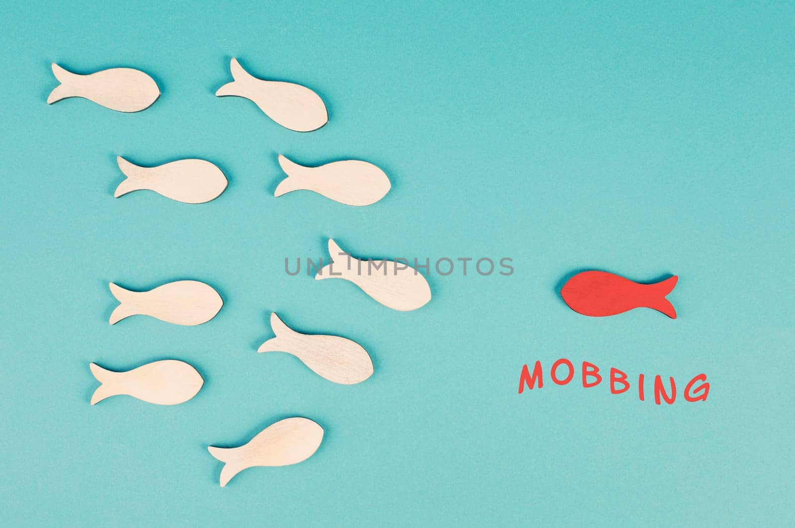 Group of people mobbing a victim, social conflict, bullying one, discrimination and exclusion