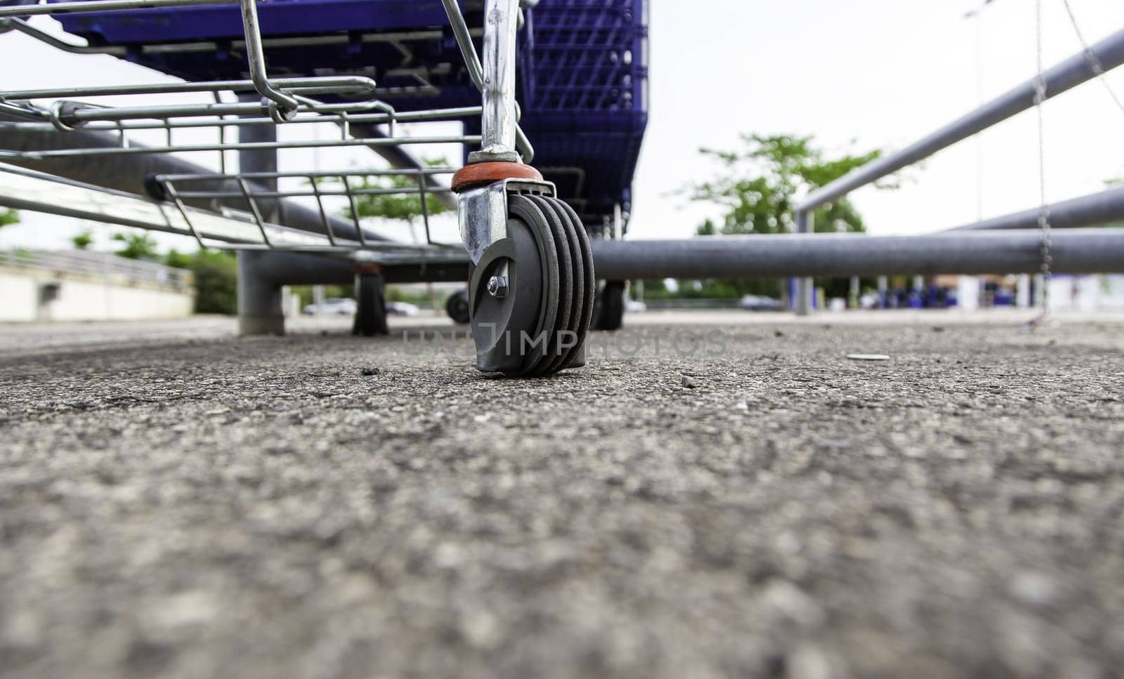 Detail of cart to make purchases in a supermarket
