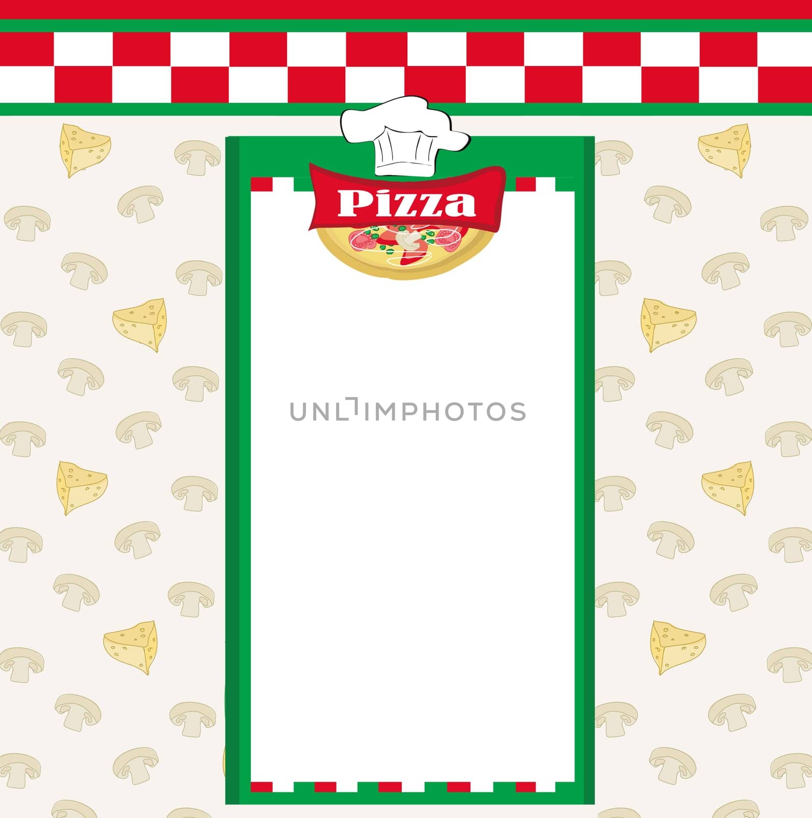 Pizza Menu Template, Vintage Card with space for your text