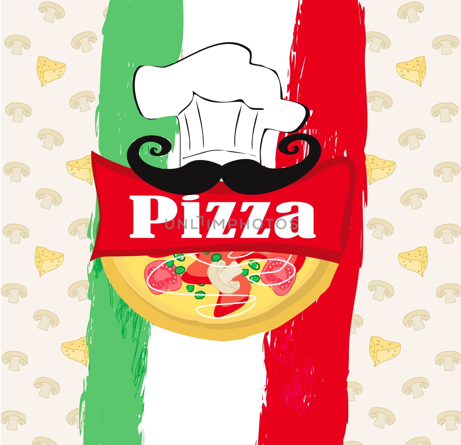 Pizza Menu Template, Vintage Card with space for your text