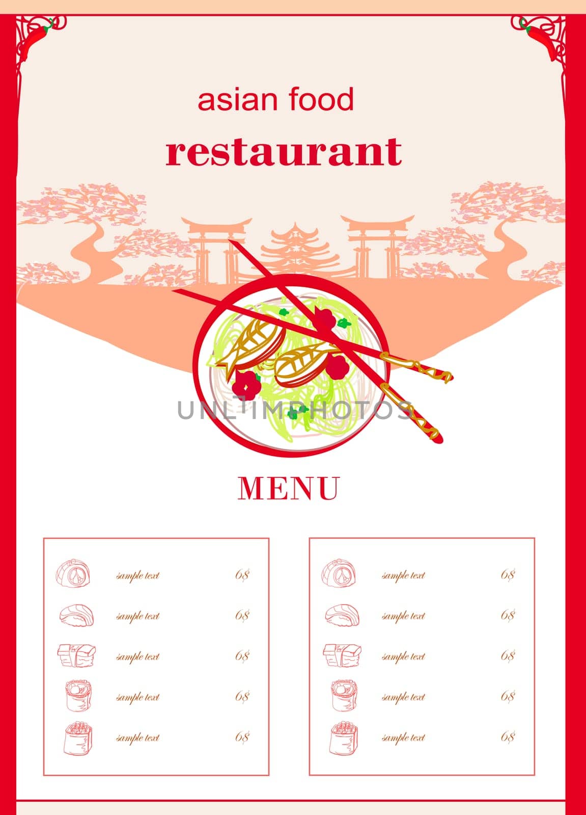 Asian food Restaurant Menu Card