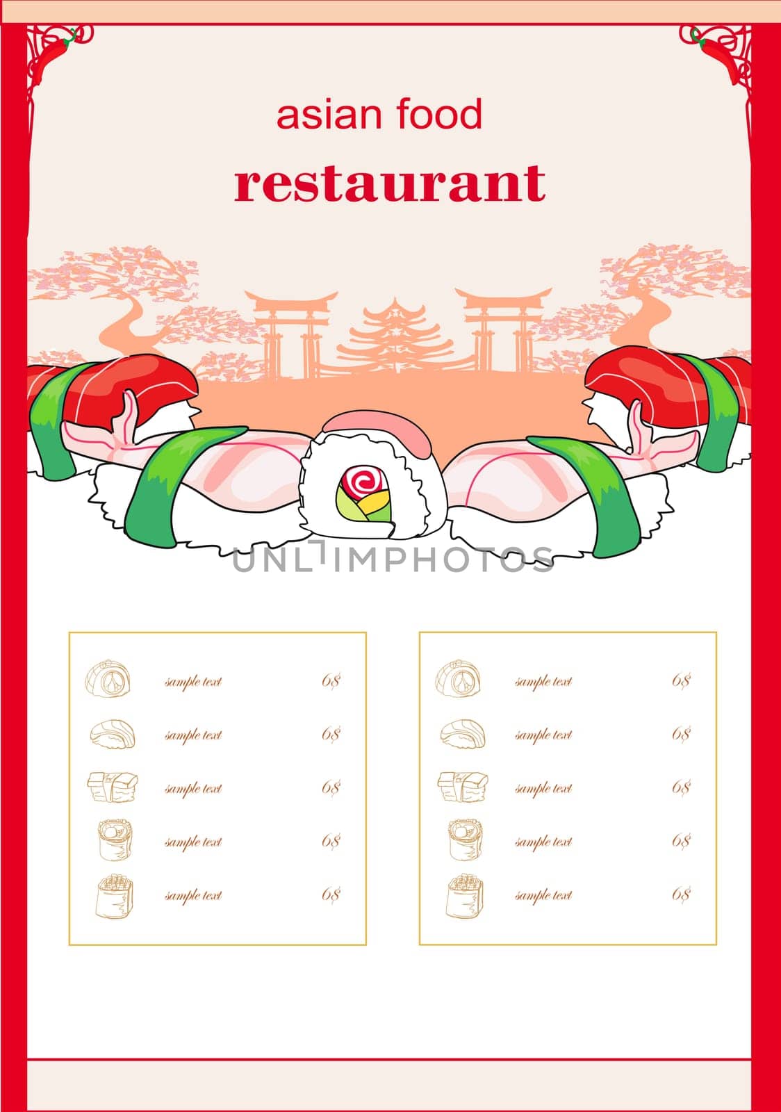 Asian food Restaurant Menu Card