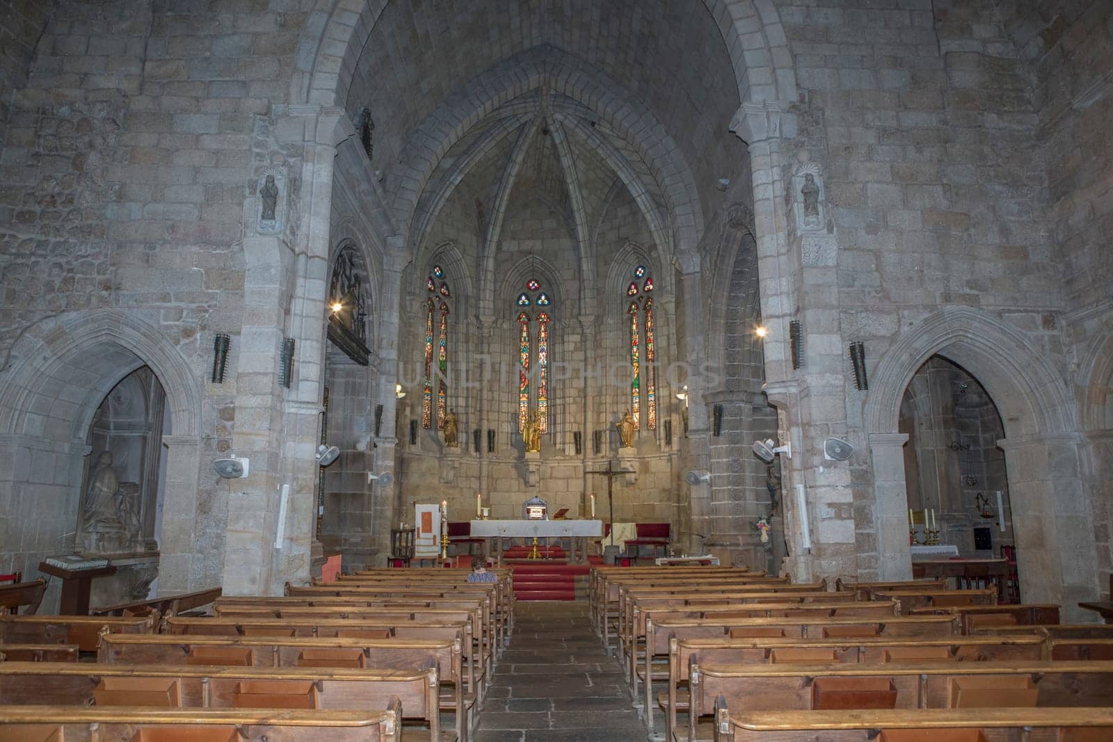 Plasencia, Spain - May 21h, 2022: Saint Nicholas Church main nave, Plasencia Old town, Caceres, Extremadura, Spain