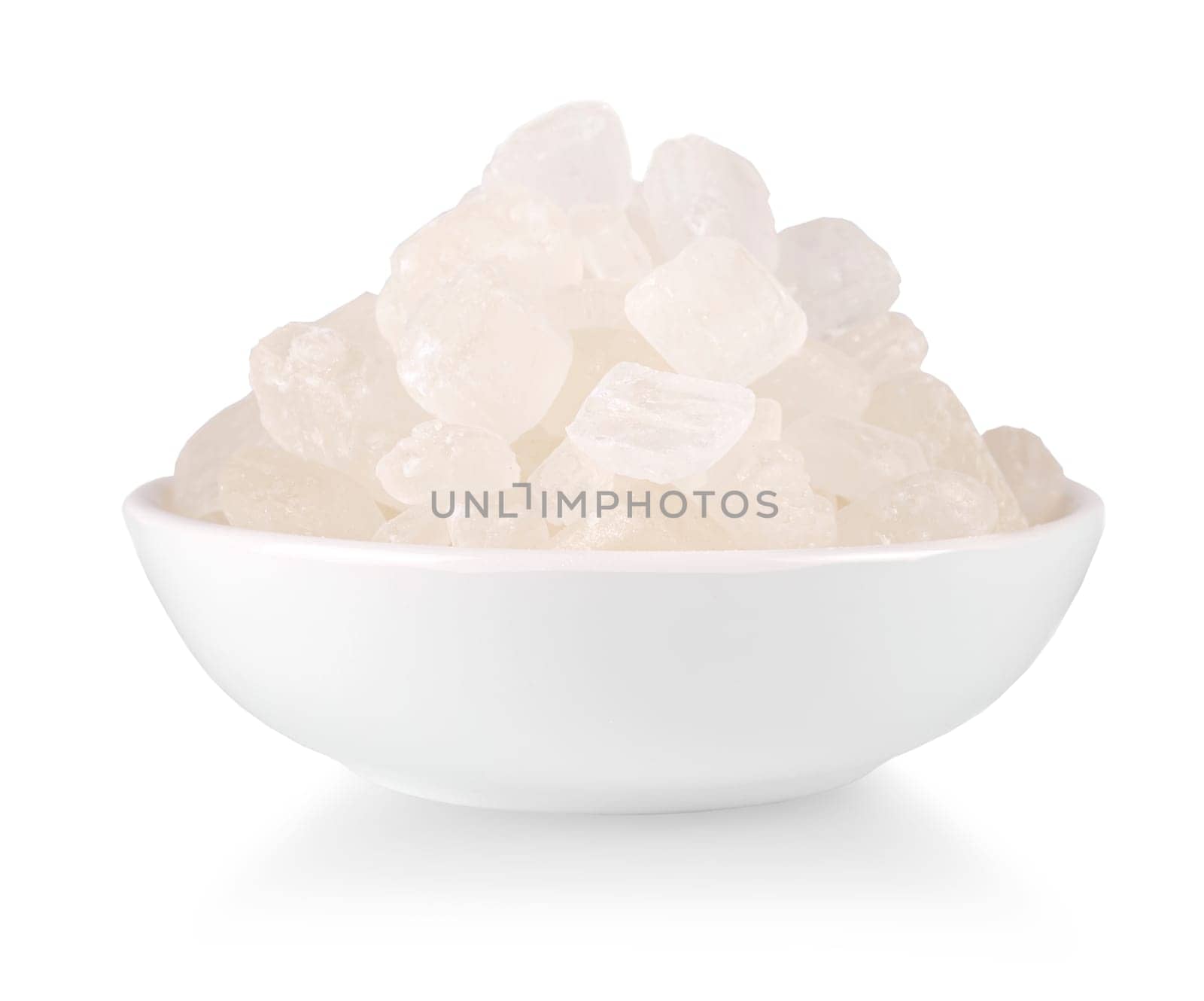 The Raw of white sugar cubes isolated on white background