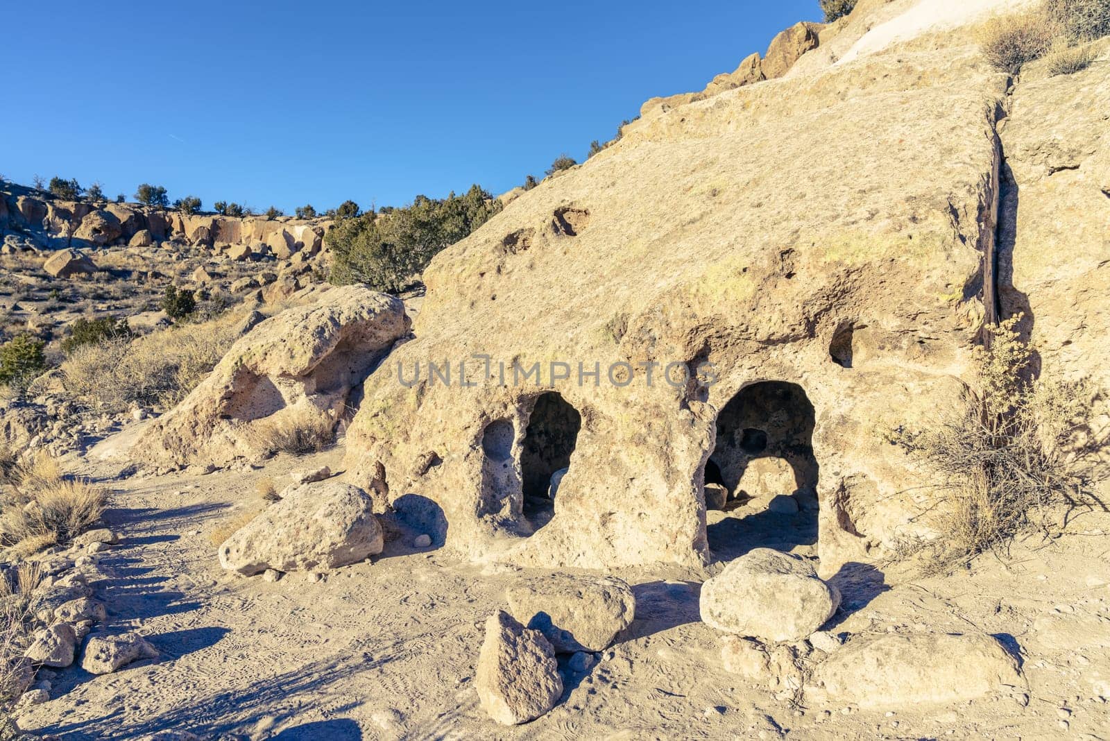 Ancient indian dwelling at Tsankawi - a part of Bandelier National Monument in New Mexico