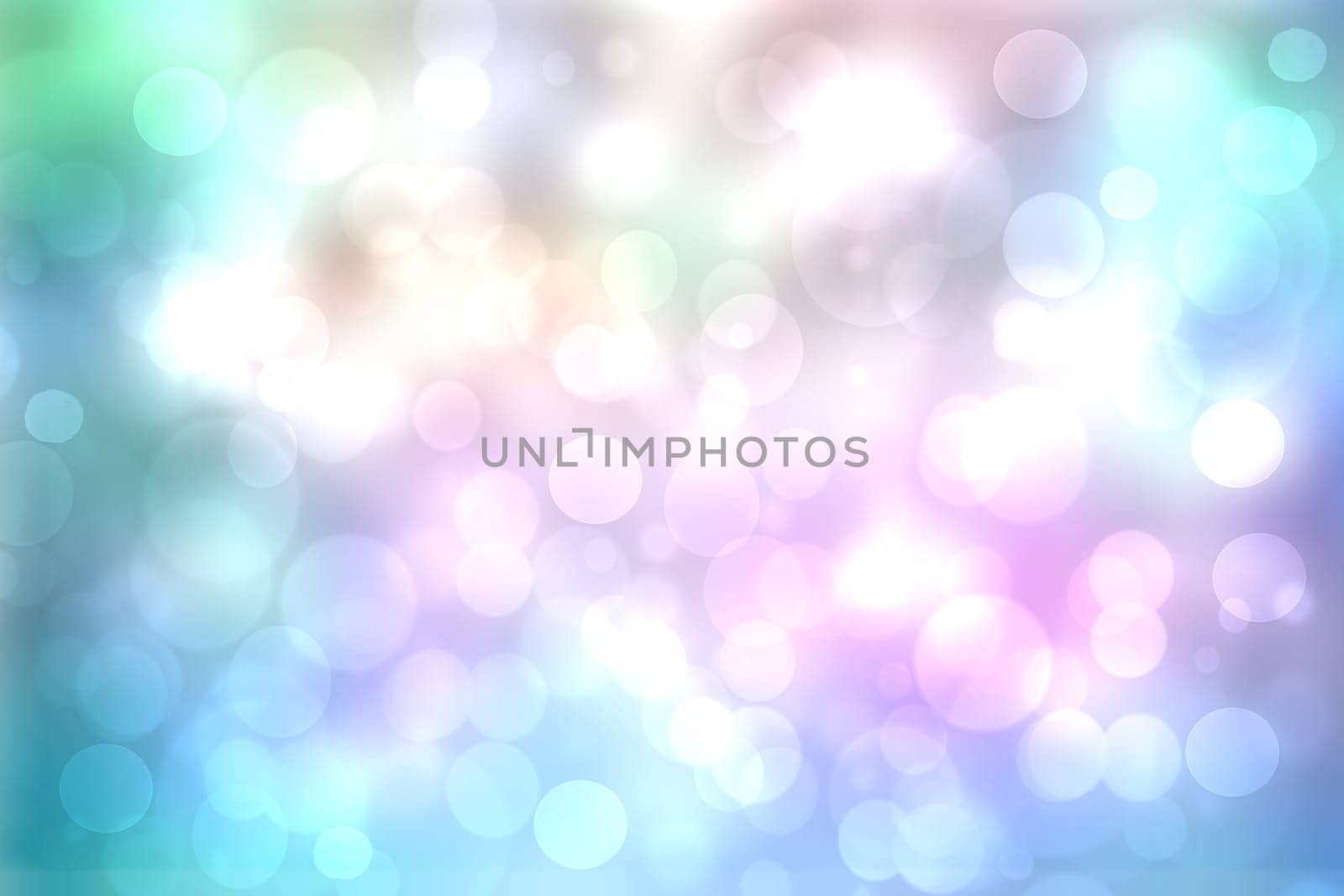 Abstract blurred fresh vivid spring summer light delicate pastel blue pink white bokeh background texture with bright circular soft color lights. Beautiful backdrop illustration.